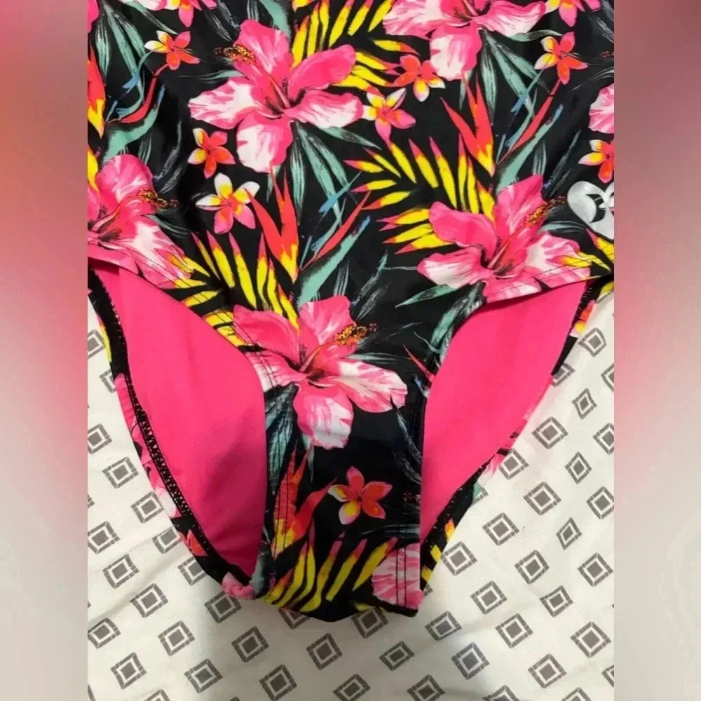 HURLEY Girl’s Tropical One Piece Racerback Swimsuit / Size: 7/8